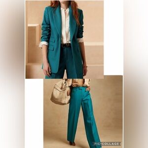 SET - NWT LIDO SCULPTED ITALIAN WOOL BLAZER + WIDE-LEG PANT